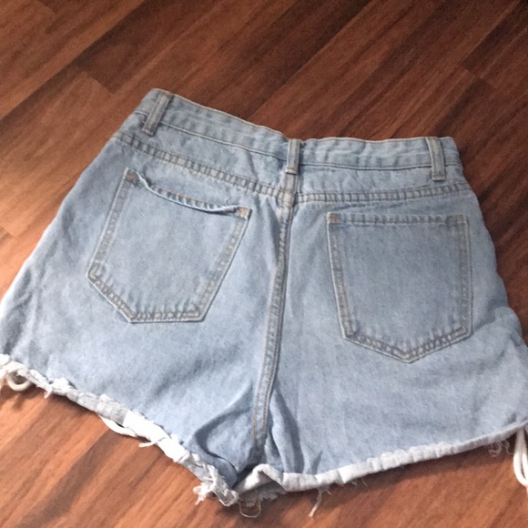 Juniors Shein Ripped side tie Jean shorts - Picture 8 of 9